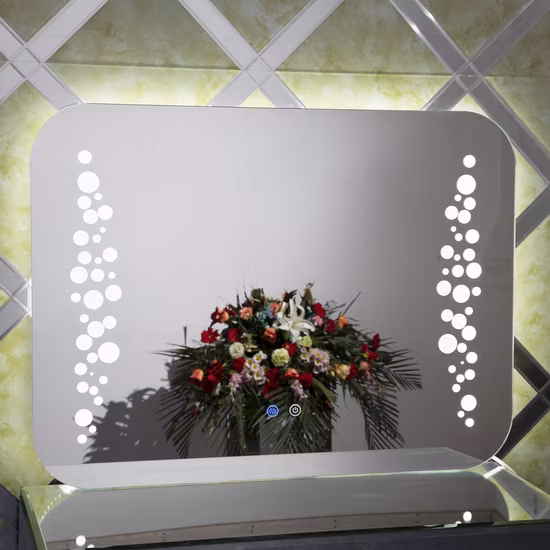 Factory Custom Size Oval Round Salon Light Vanity Mirror Bathroom Hotel Furniture Decorative LED Smart Bath Mirror