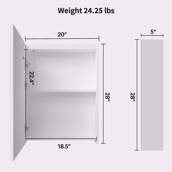 Bathroom Medicine Cabinet with Mirror, 28" X 20" Surface Mount Medicine Cabinet with LED Lights, Lighted Medicine Cabinet with Storage Shelves